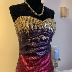 Full Sequin Dip Dye Pattern Dress